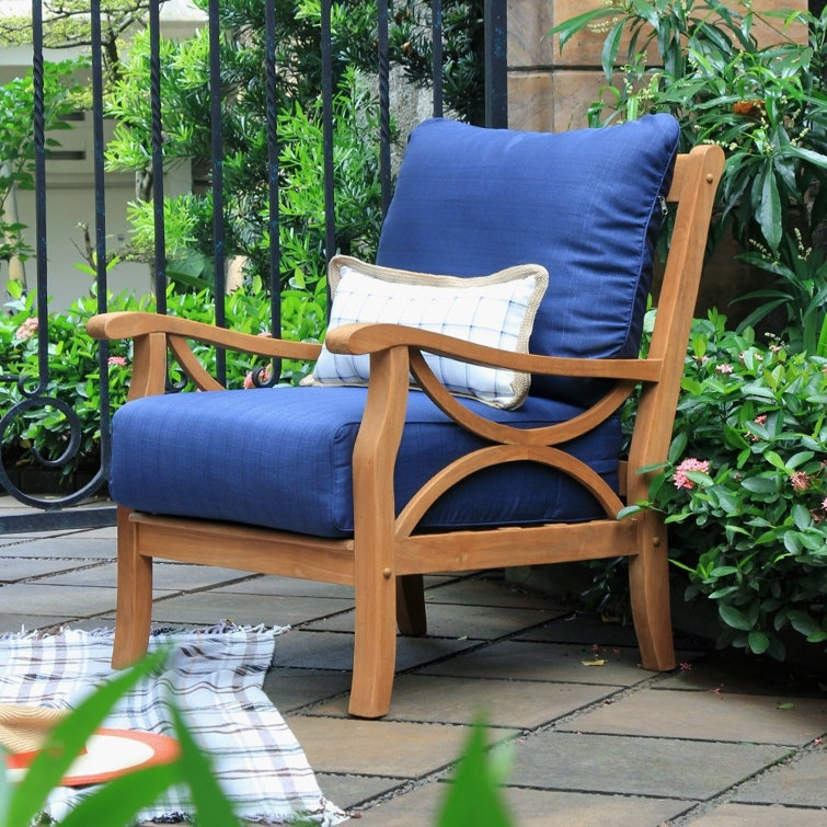 Birch Lane™ Brunswick Teak Patio Chair with Cushions & Reviews Wayfair
